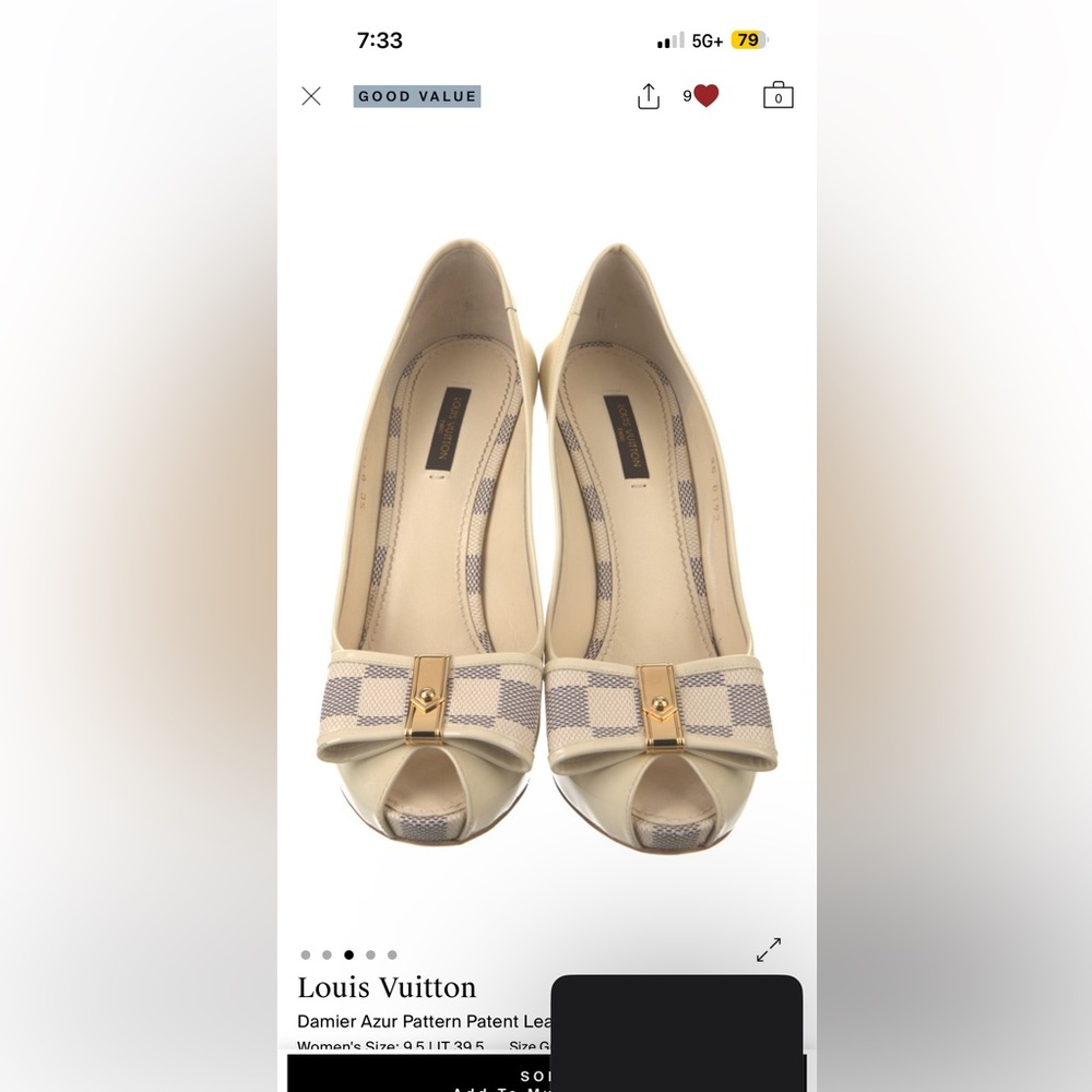 Louis Vuitton Cream and Gray Checkered Heels